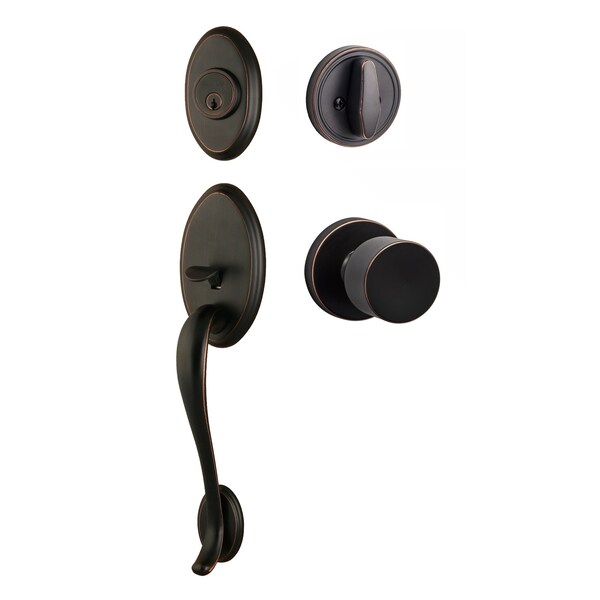 Sure-Loc Hardware Sure-Loc Hardware Aspen Handleset, Bergen Round Handset Trim, Vintage Bronze AN507-BG-RD 11P - main
